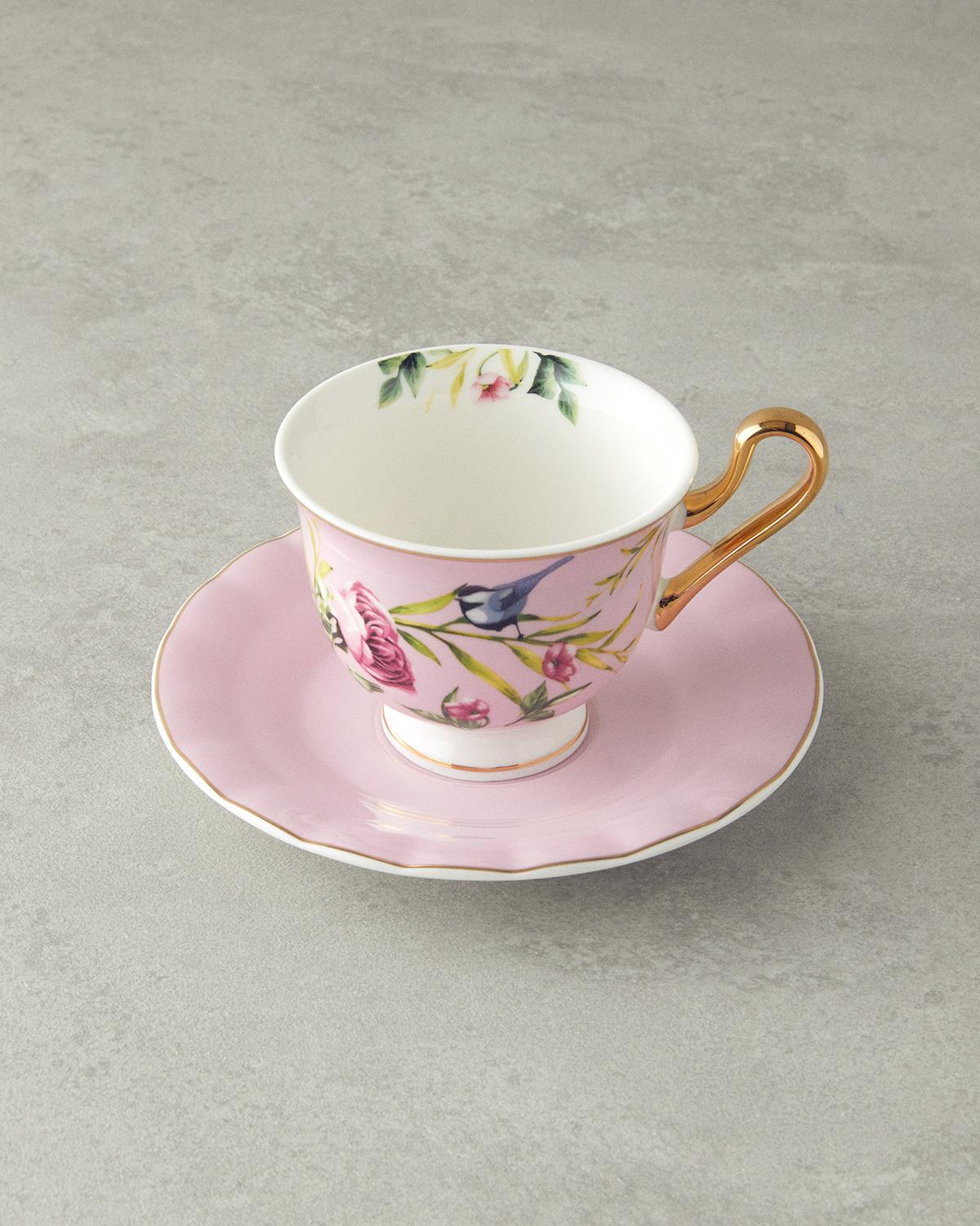 Service de 4 pièces pour deux personnes en porcelaine fine nouvelle, tasse à thé vanille, rose clair