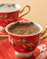 Professional New Bone China Red Coffee Cup Set 4 Piece