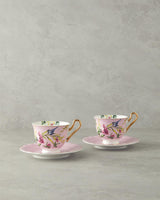 Service de 4 pièces pour deux personnes en porcelaine fine nouvelle, tasse à thé vanille, rose clair