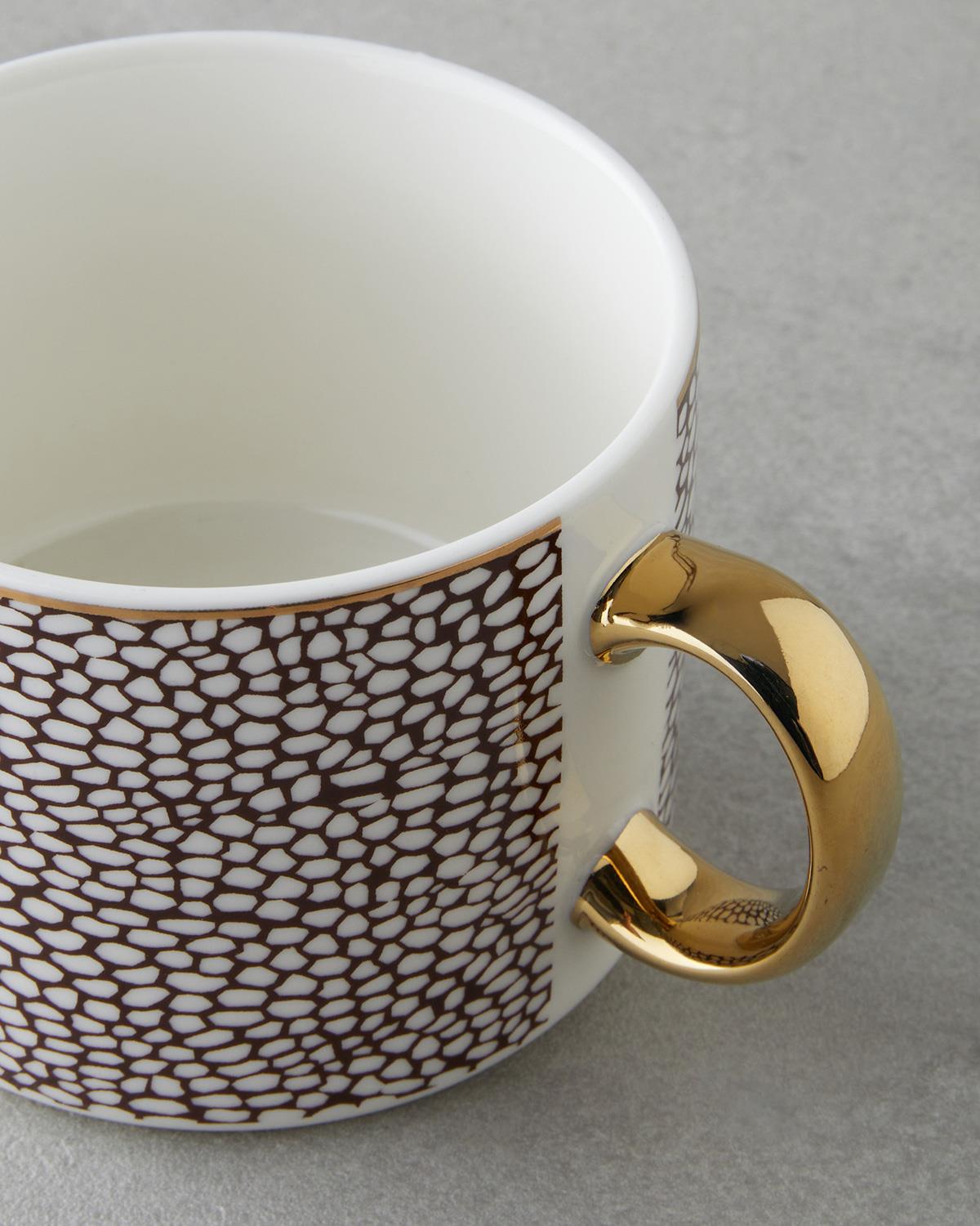 Premium New Bone China Veins Design Mug   Brown Gold