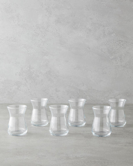 Professional-Grade Clear Turkish Tea Glasses - 132ml Set of 6