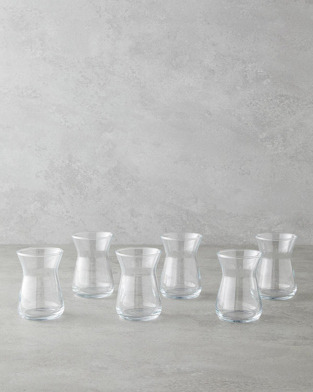 Professional-Grade Clear Turkish Tea Glasses - 132ml Set of 6