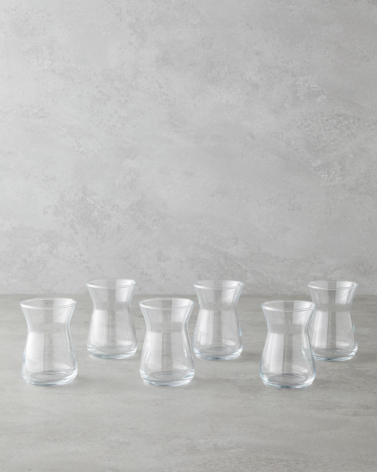 Professional Grade Clear Turkish Tea Glasses   132ml Set of 6