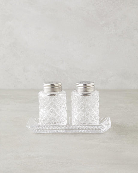 Professional Clear Glass Salt Pepper Shaker Set 6x9cm