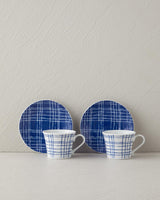 Professional Porcelain Coffee Cup Set 4 Piece Service for Two Blue