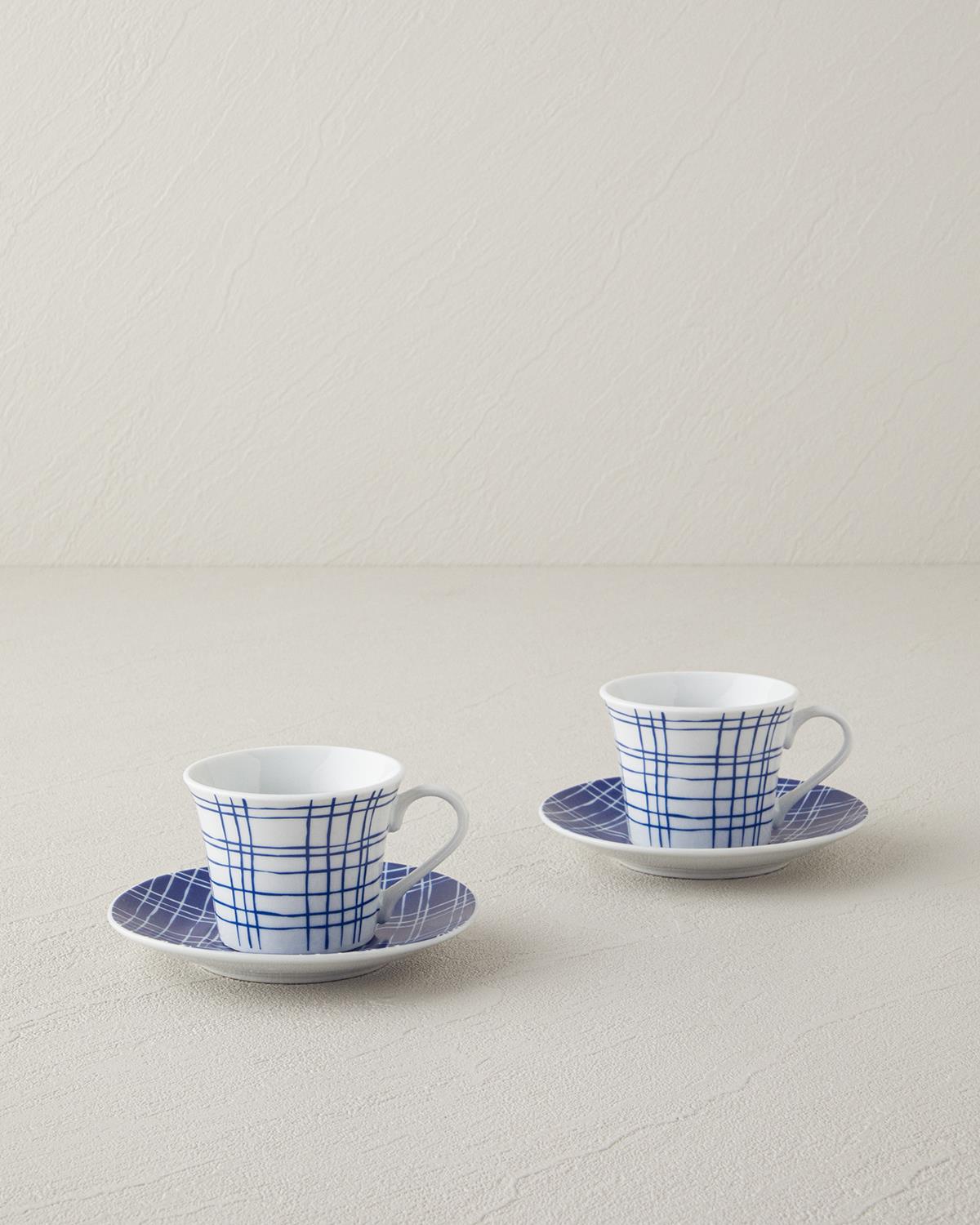 Professionelles Porzellan-Kaffeetassen-Set, 4-teilig, Service für zwei Personen, Blau