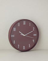 Professional Burgundy Modern Wall Clock 30cm Decorative Timepiece