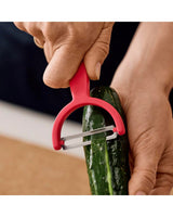 Professional Grade Serrated Edge Double Sided Peeler   Red Culinary Tool