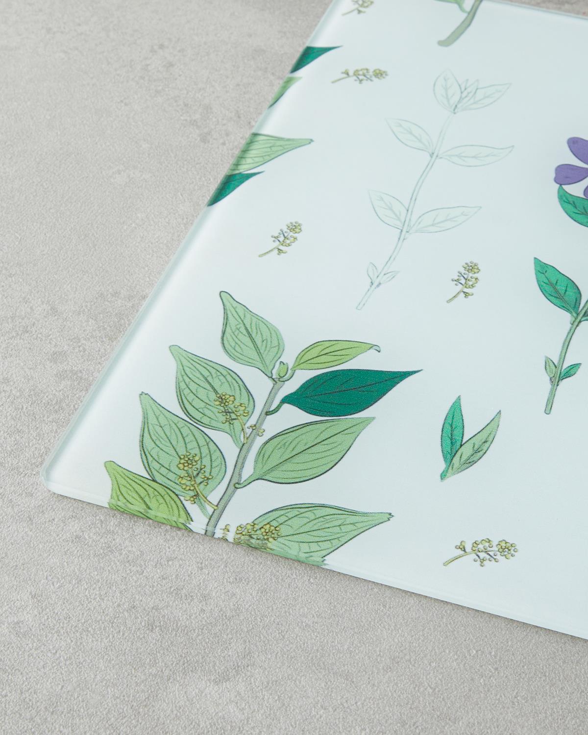 Premium Botanic Print Glass Cutting Board - Durable Kitchen Prep Surface