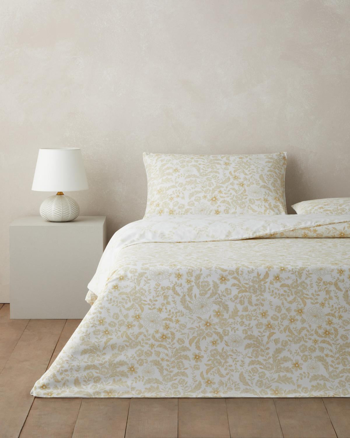 Premium Easy Iron Double Duvet Cover Set Light Yellow
