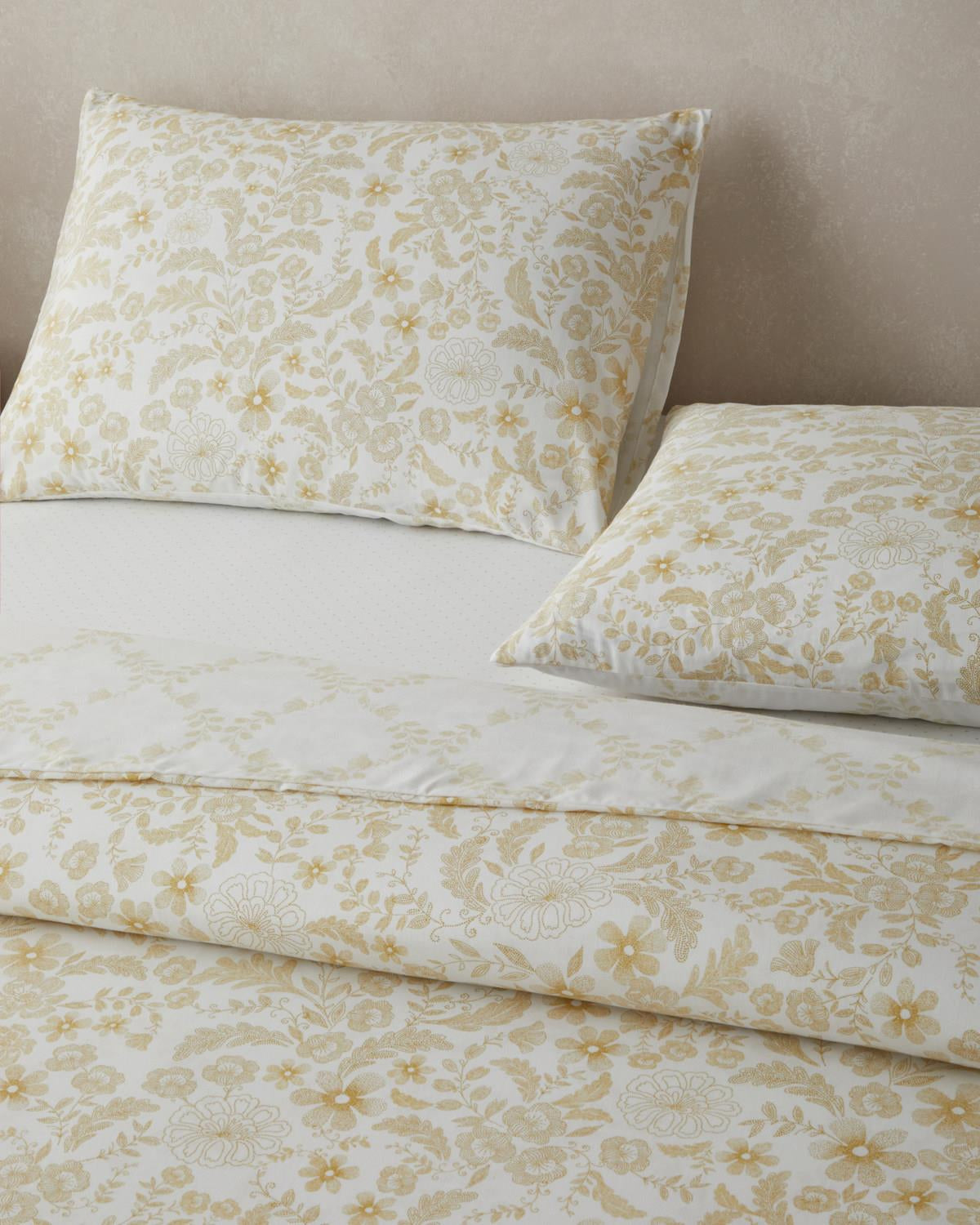 Premium Easy Iron Double Duvet Cover Set Light Yellow