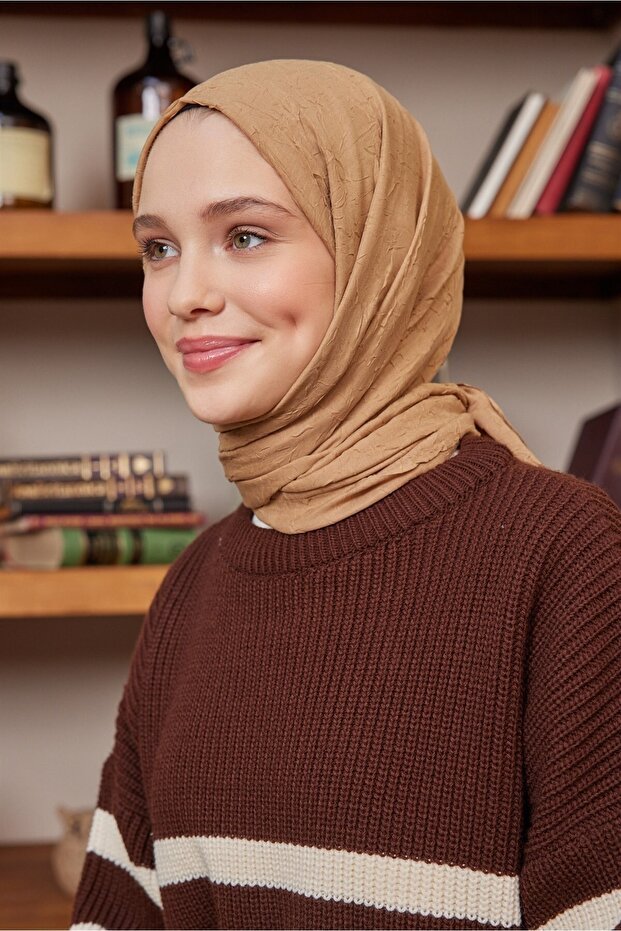 Viscose Crinkle Shawl - Breathable & Soft Camel - TryAladdin