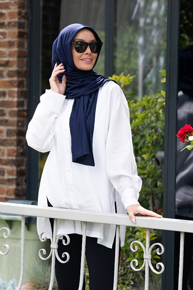 Viscose Navy Ready Shawl Scarf, Breathable & Practical - TryAladdin