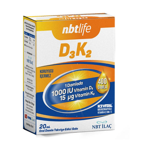 Vitamin D3 + K2 Liquid Drops - Bone & Immune System Support - TryAladdin