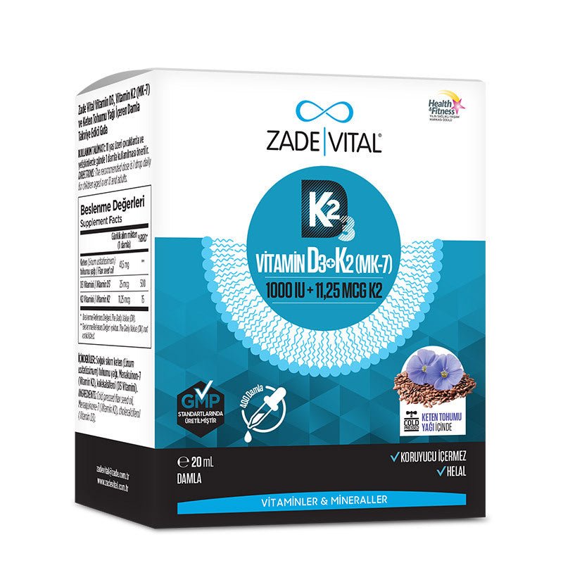 Vitamin D3 K2 (MK - 7) & Cold - Pressed Flaxseed Oil Drops - Bone & Immune Support - TryAladdin