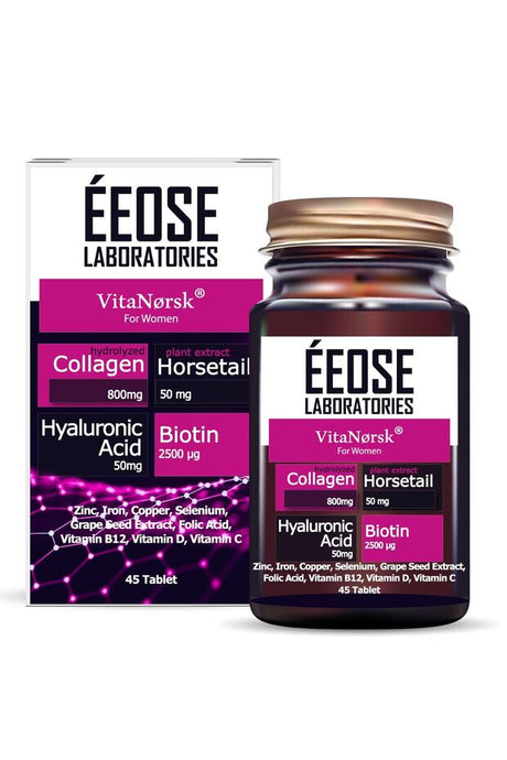 VitaNørsk Collagen Tablets - 45 Tablets with Hyaluronic Acid & Biotin - TryAladdin