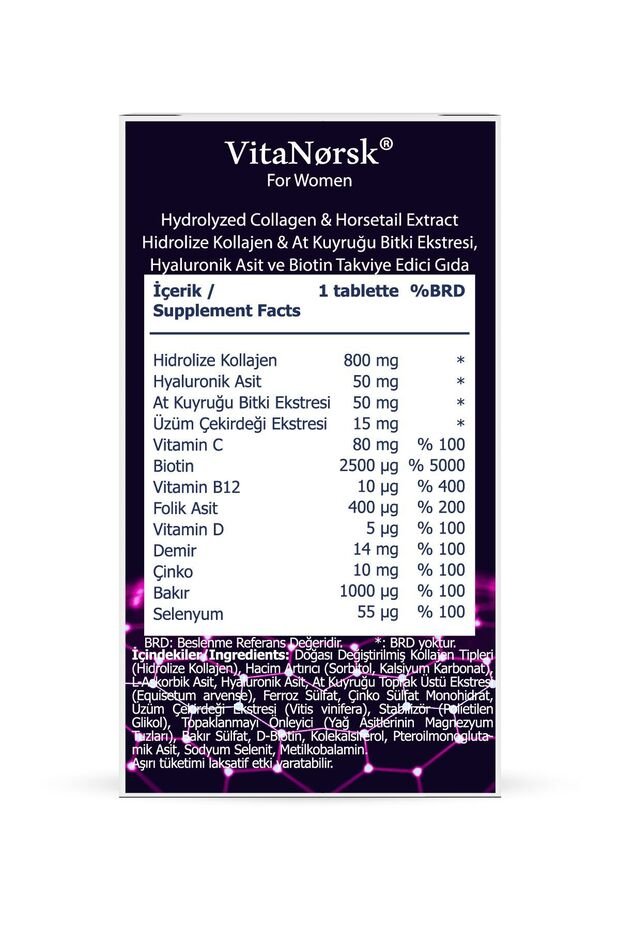 VitaNørsk Collagen Tablets - 45 Tablets with Hyaluronic Acid & Biotin - TryAladdin