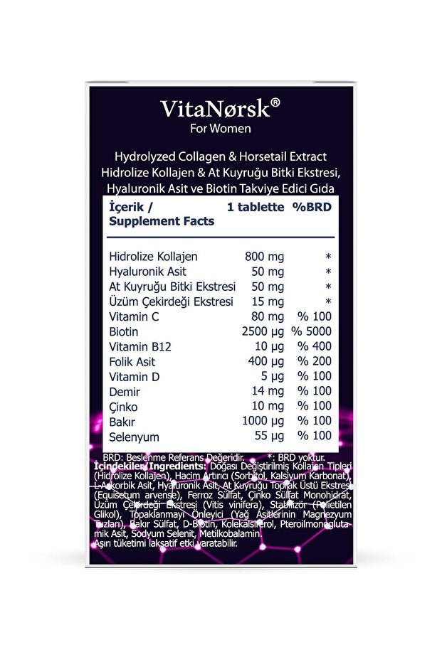 VitaNørsk Collagen Tablets - 45 Tablets with Hyaluronic Acid & Biotin - TryAladdin