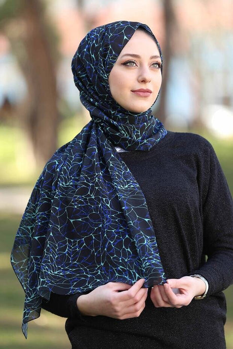 Watershine Patterned Chiffon Shawl Mint - TryAladdin