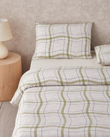Parure housse de couette pour lit double, haut de gamme, facile à repasser, motif vagues et carreaux