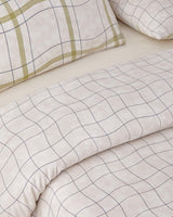 Parure housse de couette pour lit double, haut de gamme, facile à repasser, motif vagues et carreaux