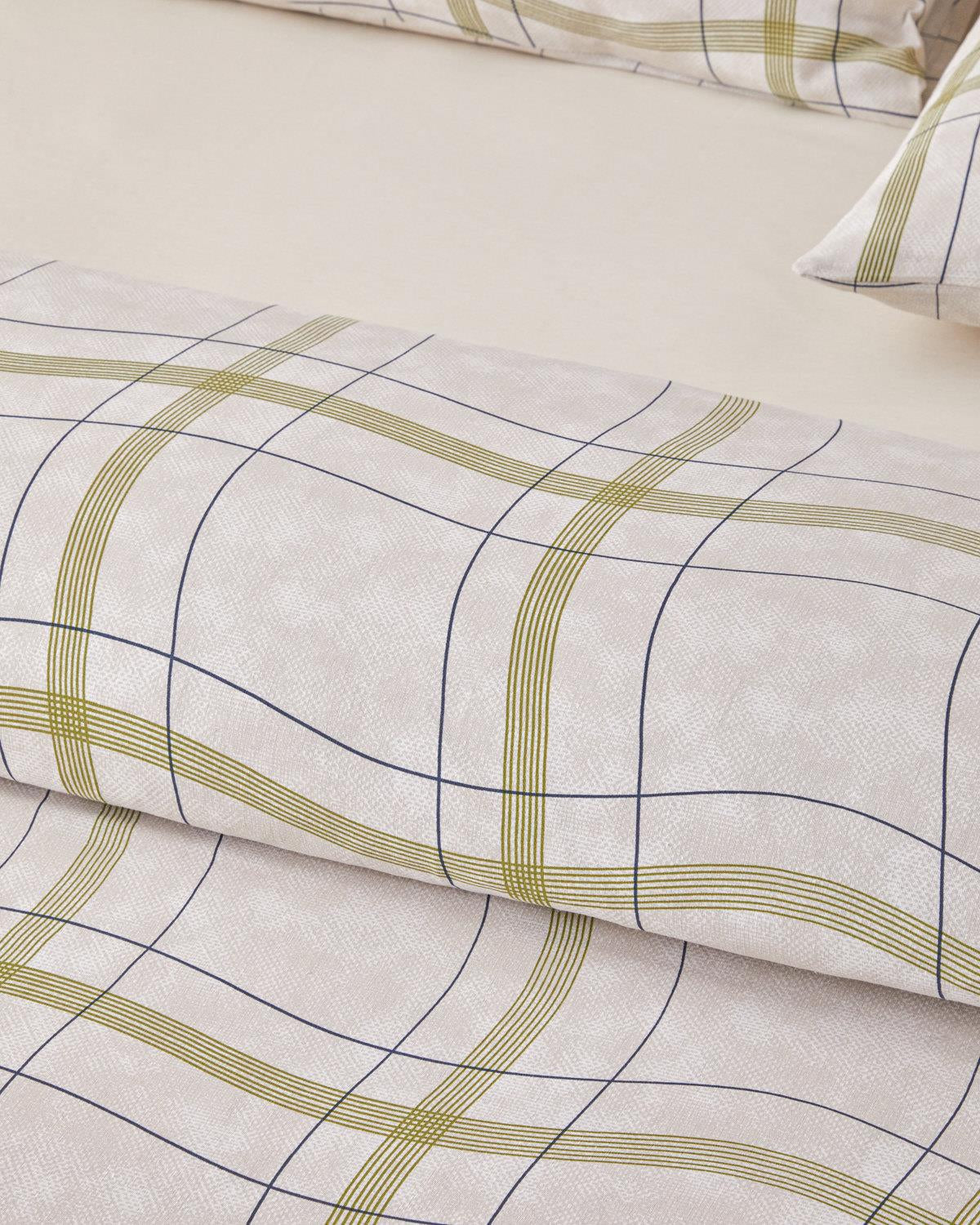 Parure housse de couette pour lit double, haut de gamme, facile à repasser, motif vagues et carreaux