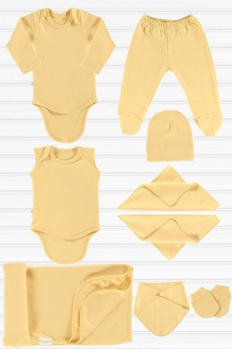Wells Organic Cotton Newborn Layette Set, Yellow - 9 Piece - TryAladdin