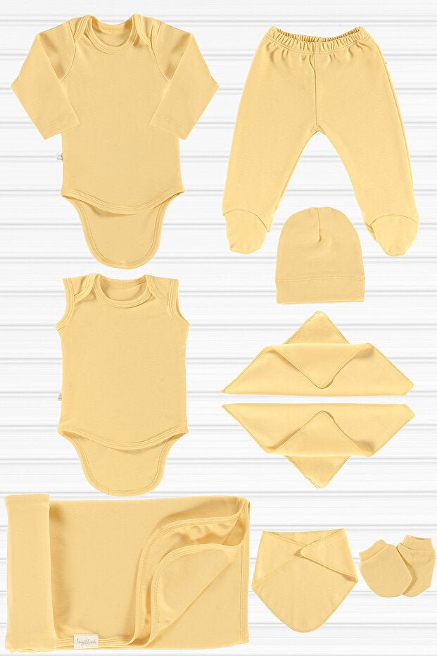 Wells Organic Cotton Newborn Layette Set, Yellow - 9 Piece - TryAladdin