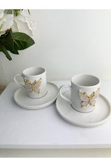 Werony Premium Porcelain Butterfly Espresso Coffee Cup Set - 4 Piece, 100ml - TryAladdin