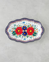 Premium Stoneware Kayik Boat Serving Platter   Colorful Artisan Design