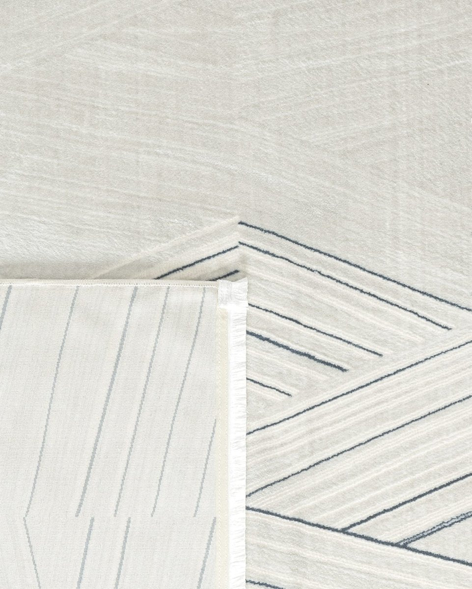 White and Blue Area Rug - Modern Abstract Floor Carpet - TryAladdin
