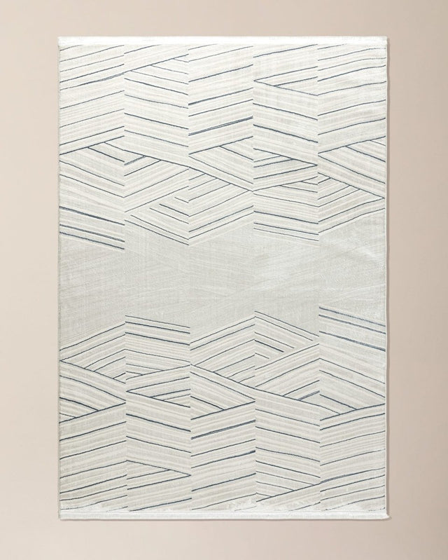 White and Blue Area Rug - Modern Abstract Floor Carpet - TryAladdin