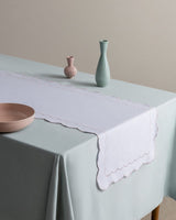 White and Blush Embroidered Table Runner for Dining - TryAladdin