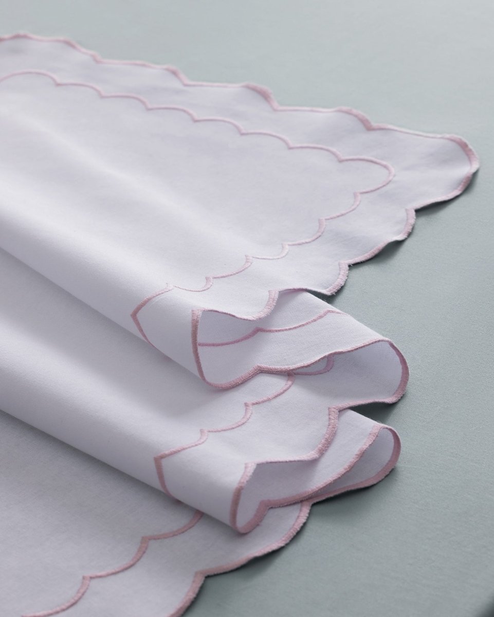 White and Blush Embroidered Table Runner for Dining - TryAladdin