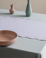 White and Blush Embroidered Table Runner for Dining - TryAladdin
