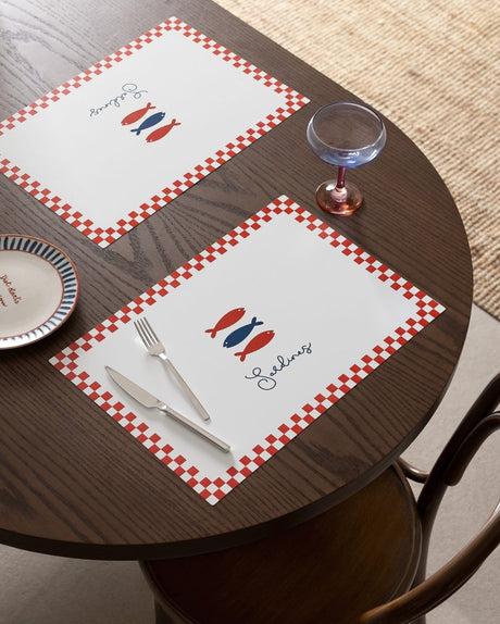 White and Red 4 - Piece Placemat Set for Dining Table - TryAladdin