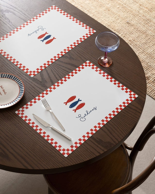 White and Red 4 - Piece Placemat Set for Dining Table - TryAladdin