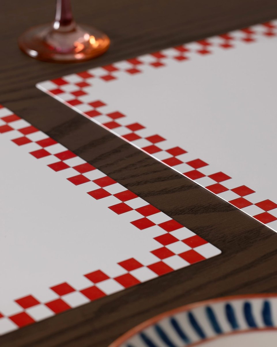White and Red 4 - Piece Placemat Set for Dining Table - TryAladdin