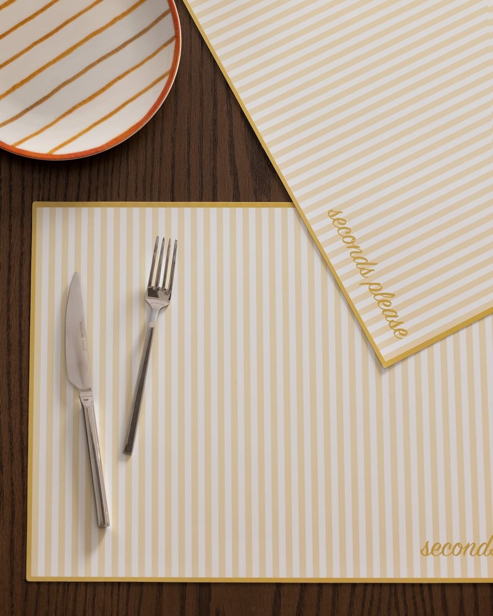 White and Yellow Placemat Set - 4 Pack Dining Table Linens - TryAladdin