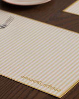 White and Yellow Placemat Set - 4 Pack Dining Table Linens - TryAladdin