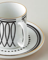 Premium Bone Porcelain Two Person Tea Cup Set 4 Piece 180ml Black White Gold