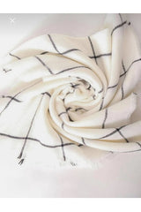 White & Black Plaid Winter Scarf Wool Blend - TryAladdin