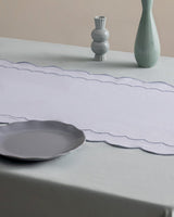 White & Blue Orel Embroidered Dining Table Runner - TryAladdin