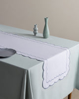 White & Blue Orel Embroidered Dining Table Runner - TryAladdin