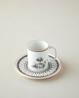 Premium Bone China Coffee Cup Set - 90ml Black White Gold Design