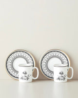 Premium Bone China Coffee Cup Set - 90ml Black White Gold Design