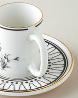 Premium Bone China Coffee Cup Set - 90ml Black White Gold Design