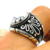 White Turquoise Stone Men's Ring