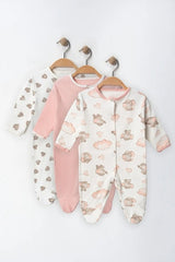 Wholesale Baby Girl Premium Cotton Footed Romper 3 - Piece Set - 500g - TryAladdin