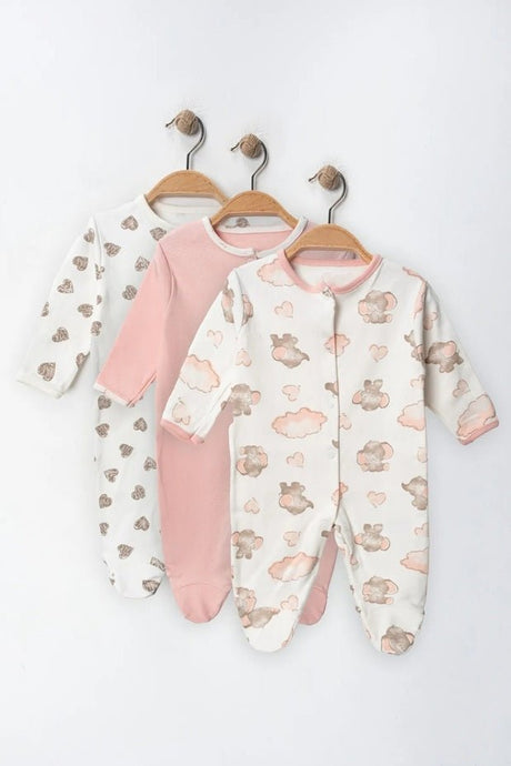 Wholesale Baby Girl Premium Cotton Footed Romper 3 - Piece Set - 500g - TryAladdin